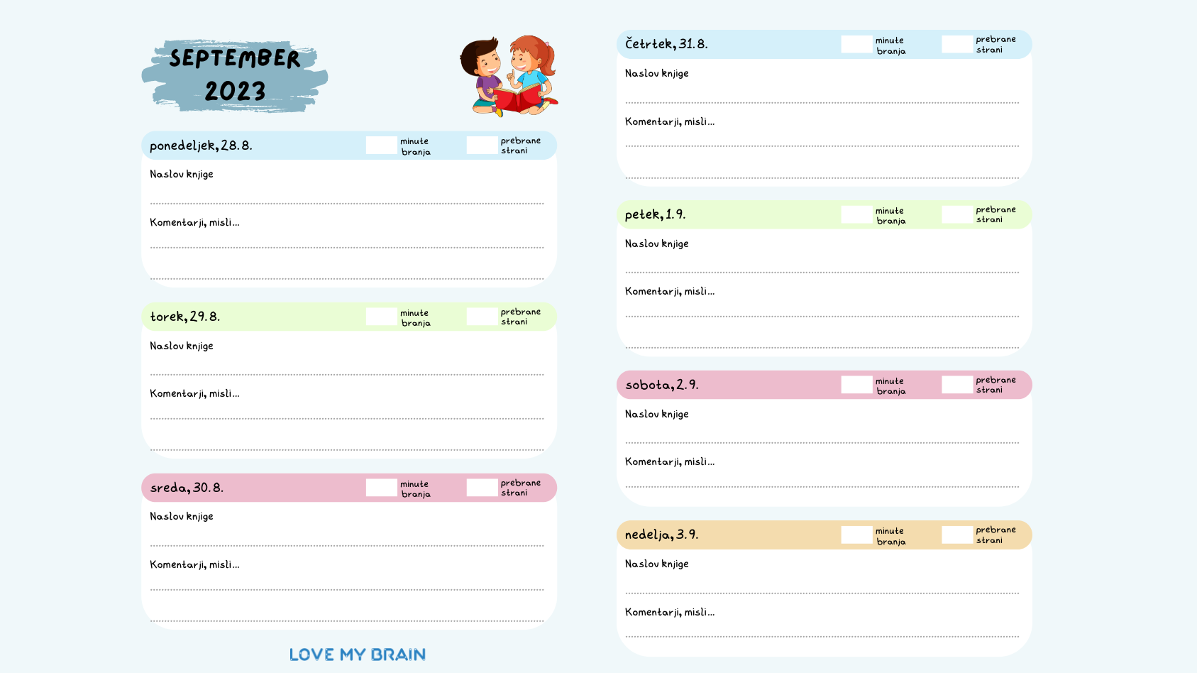 Dnevnik branja za šolsko leto 2023/24
